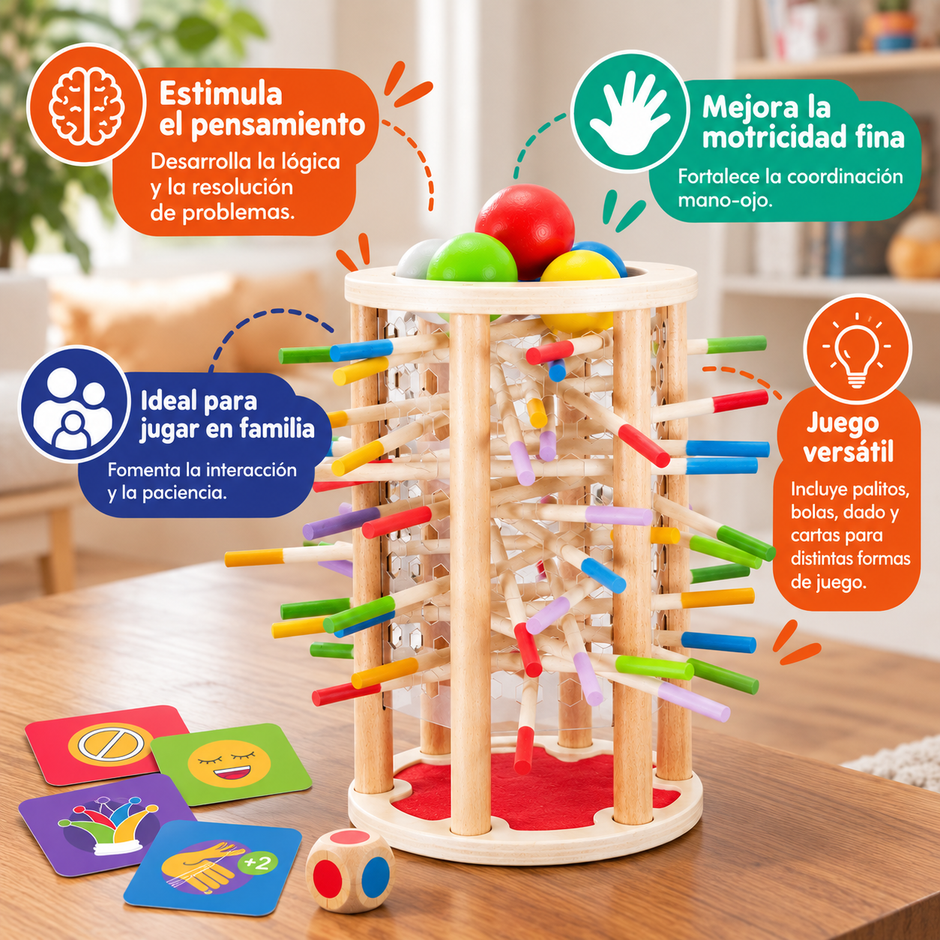 Torre de Palitos Montessori Ball Fall – Juego de Estrategia
