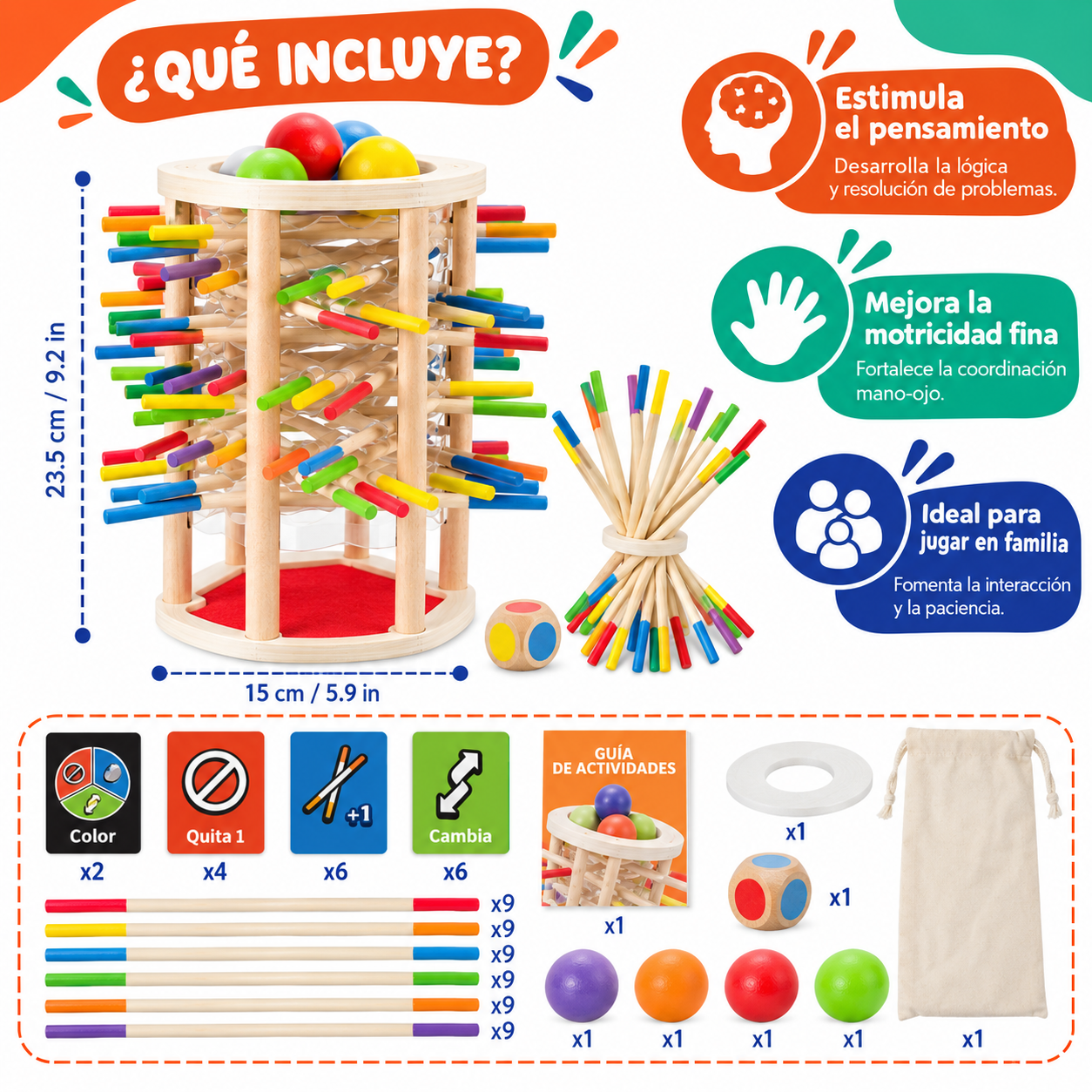 Torre de Palitos Montessori Ball Fall – Juego de Estrategia