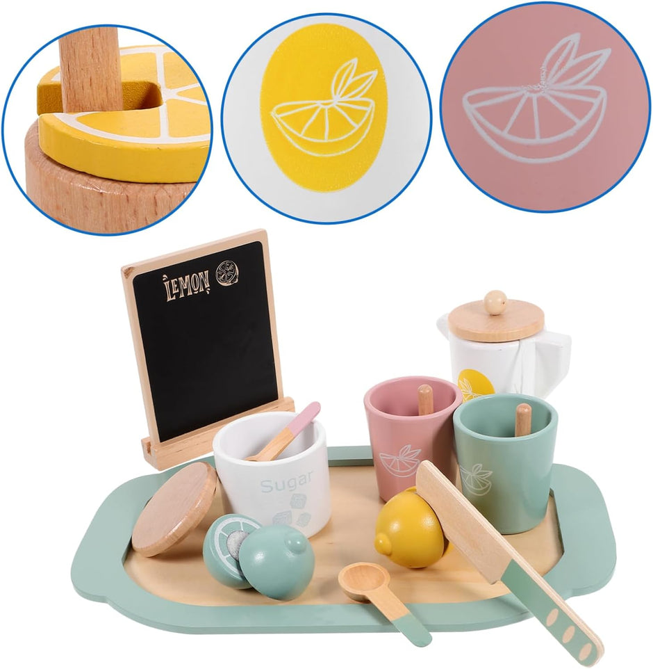 Lemon Tea Party – Juego de Té de Madera con Estilo Refrescante
