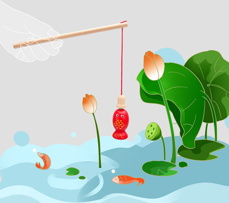 Tablero Educativo Multifuncional de Madera – Pesca, números, formas y clasificación para aprender jugando