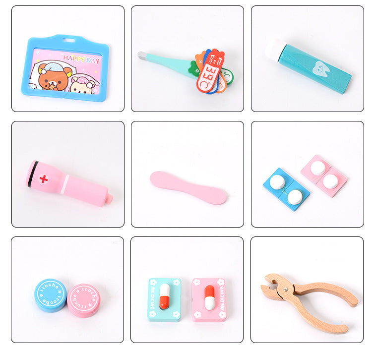 Maletín del Doctor Soñador – Kit Médico de Madera con Accesorios y Estuche de Tela