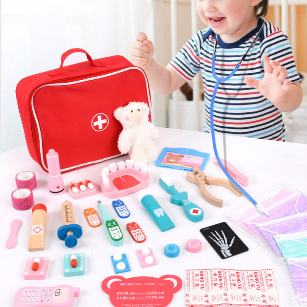 Maletín del Doctor Soñador – Kit Médico de Madera con Accesorios y Estuche de Tela