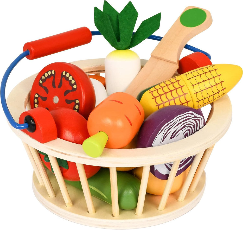Canasta de Verduras de Madera – ¡A cortar y cocinar jugando!