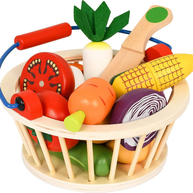 Canasta de Verduras de Madera – ¡A cortar y cocinar jugando!