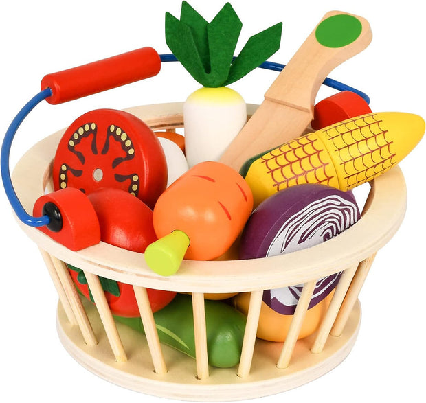 Canasta de Verduras de Madera – ¡A cortar y cocinar jugando!