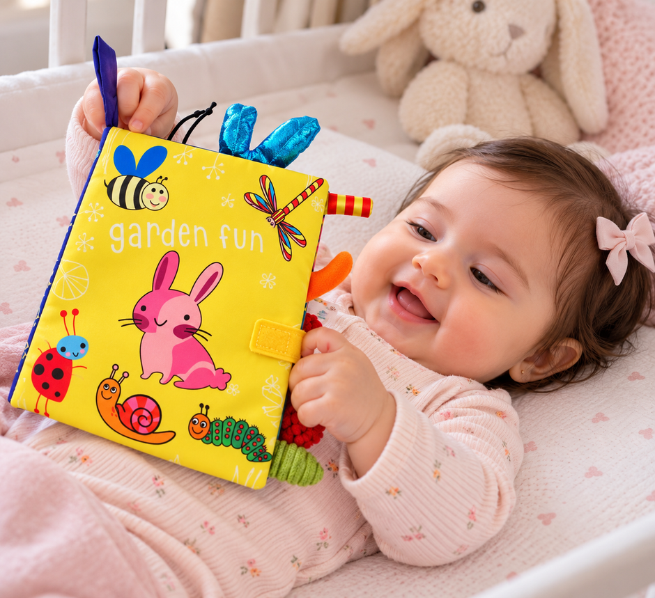 Libro Sensorial de Tela Garden Friends