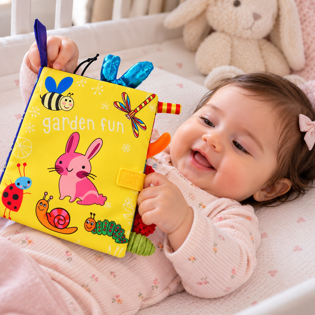 Libro Sensorial de Tela Garden Friends