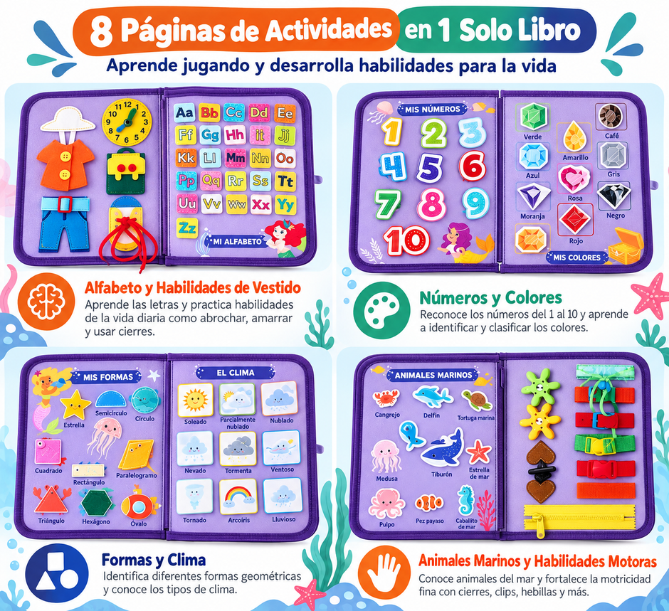 Libro Sensorial Montessori de Sirenas 15+ Actividades