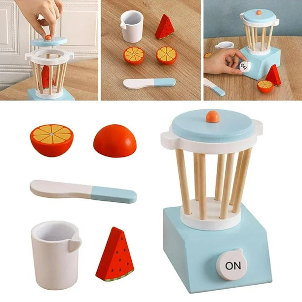 Licuadora de Madera con Frutas Cortables – Juego Montessori para Preparar Batidos