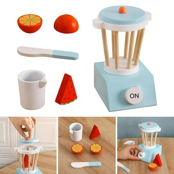 Licuadora de Madera con Frutas Cortables – Juego Montessori para Preparar Batidos
