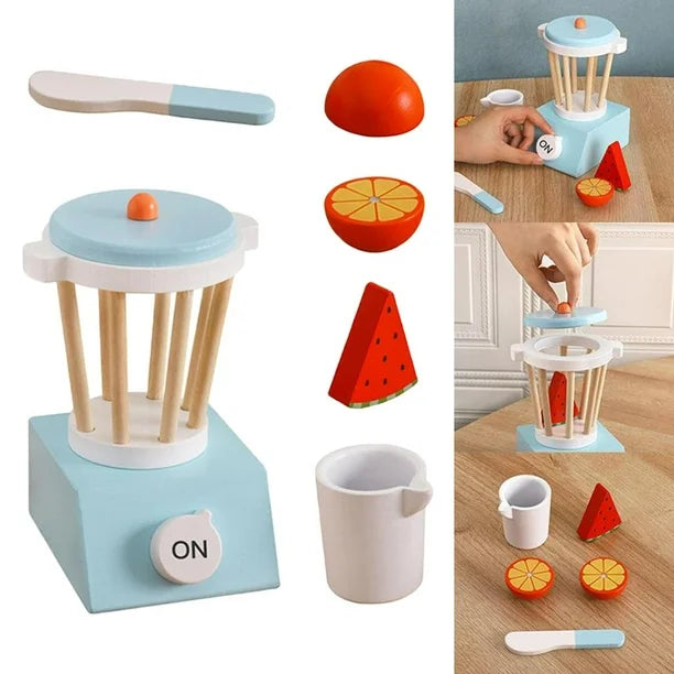 Licuadora de Madera con Frutas Cortables – Juego Montessori para Preparar Batidos