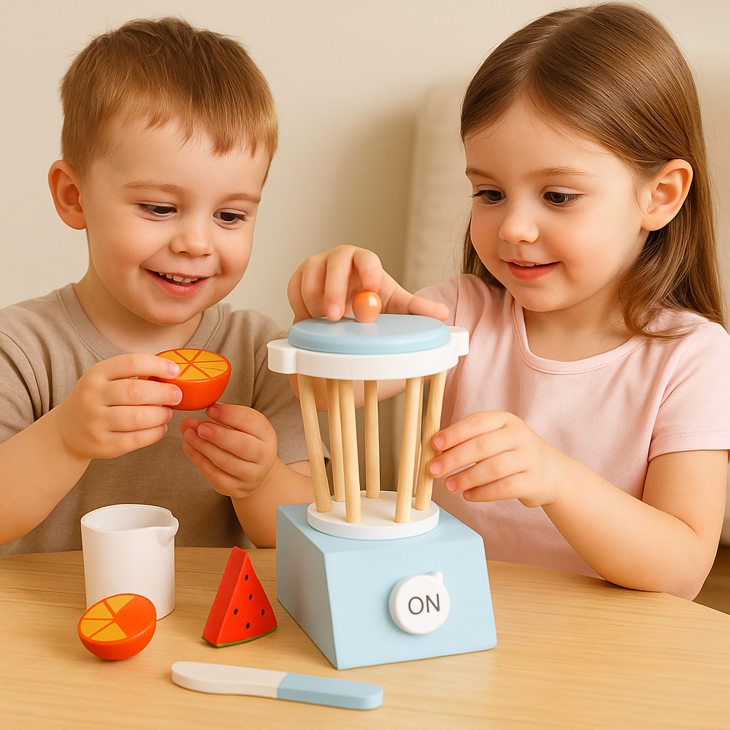 Licuadora de Madera con Frutas Cortables – Juego Montessori para Preparar Batidos