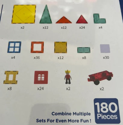 Magnetic Tiles – 180 piezas para construir estructuras más grandes, explorar y aprender sin límites