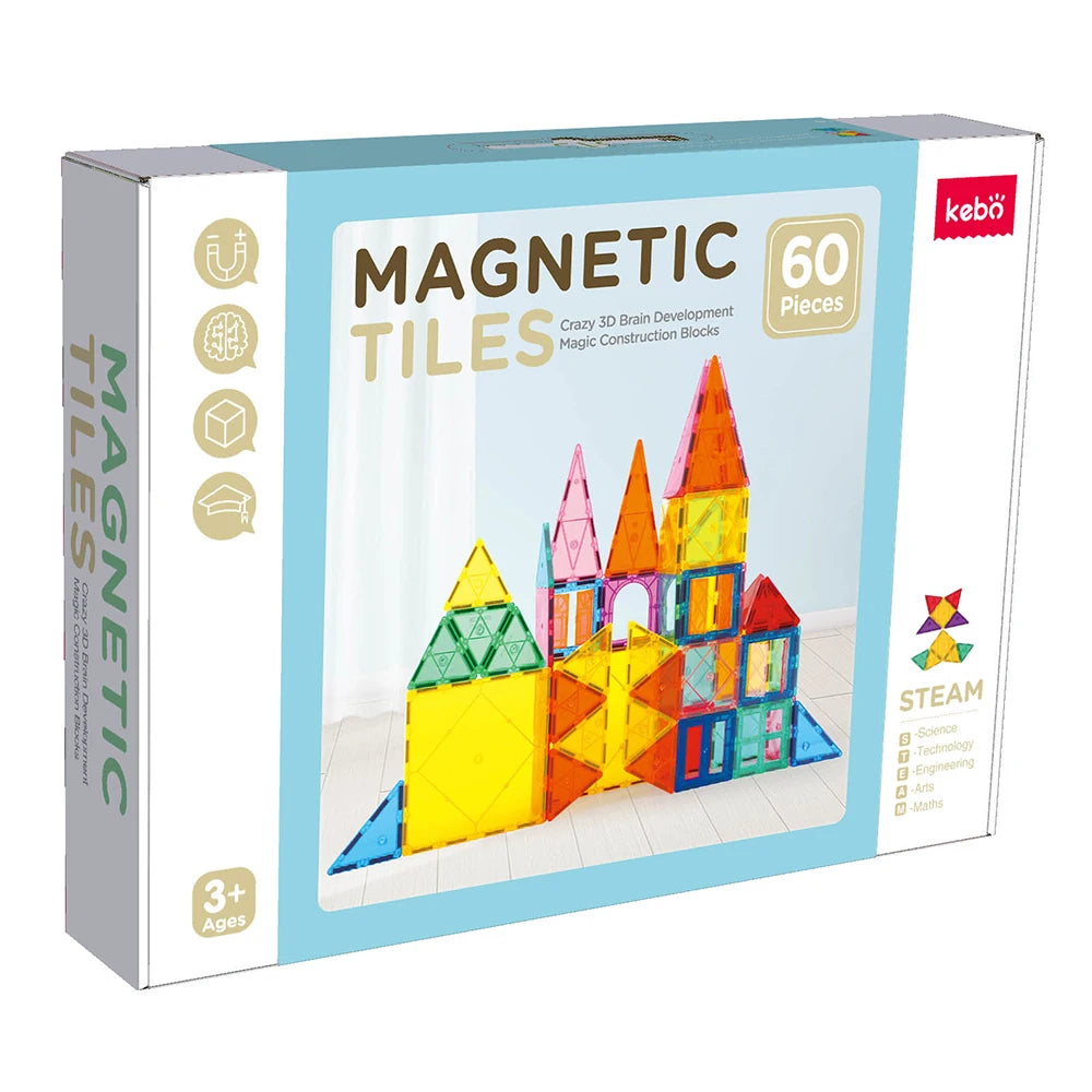 Magnetic Tiles – 60 piezas para construir, explorar y aprender con bloques magnéticos