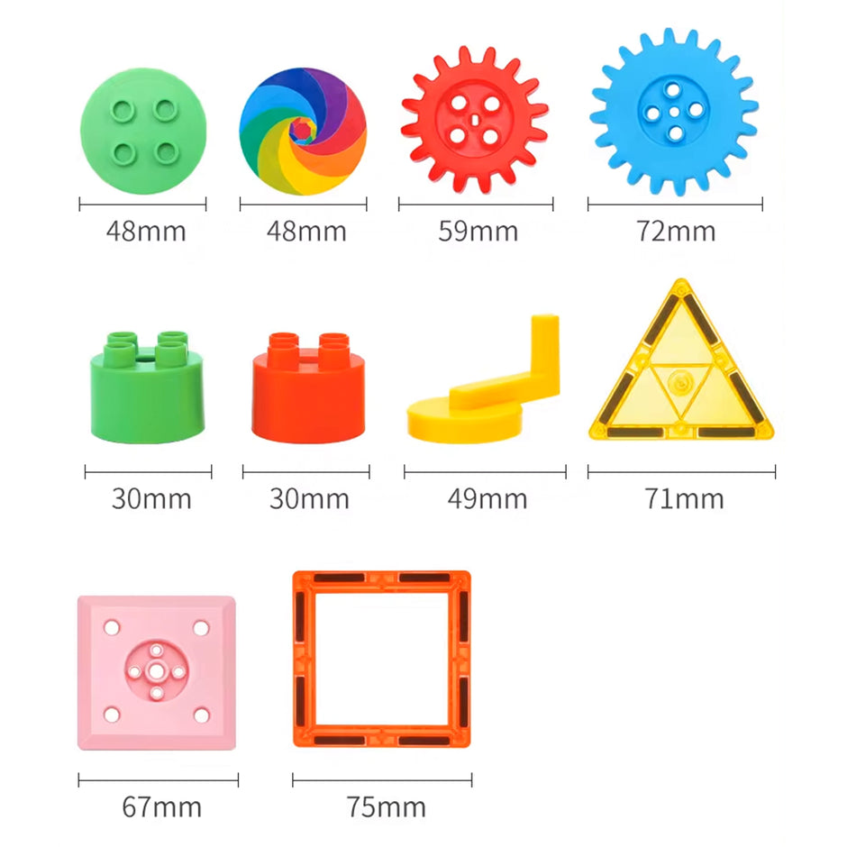 Magnetic Gear Tiles – 90 piezas con bloques magnéticos y engranajes que giran entre sí
