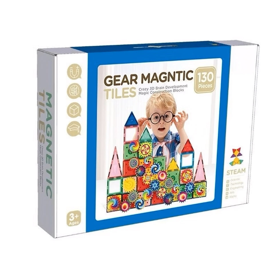 Magnetic Gear Tiles – 90 piezas con bloques magnéticos y engranajes que giran entre sí