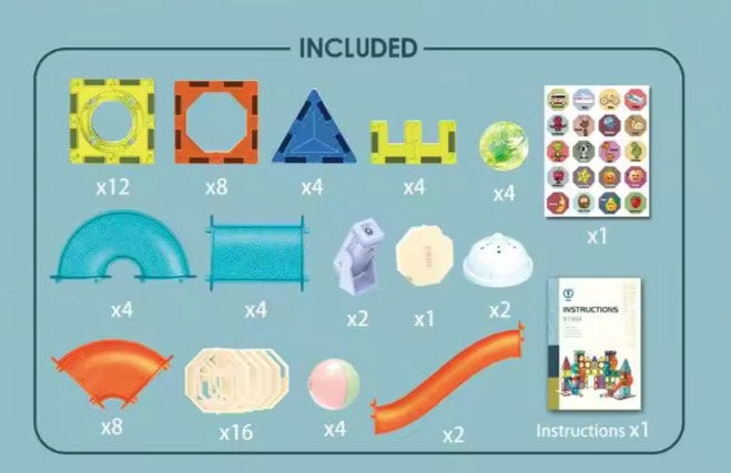 Ciudad Mágica de Luz – Magnetic Tiles con Toboganes y Pelotas Luminosas (75 piezas)