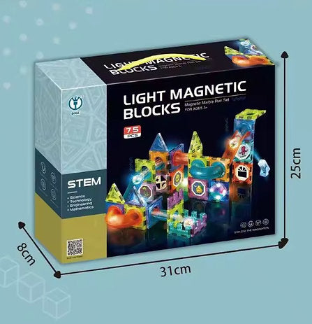 Ciudad Mágica de Luz – Magnetic Tiles con Toboganes y Pelotas Luminosas (75 piezas)