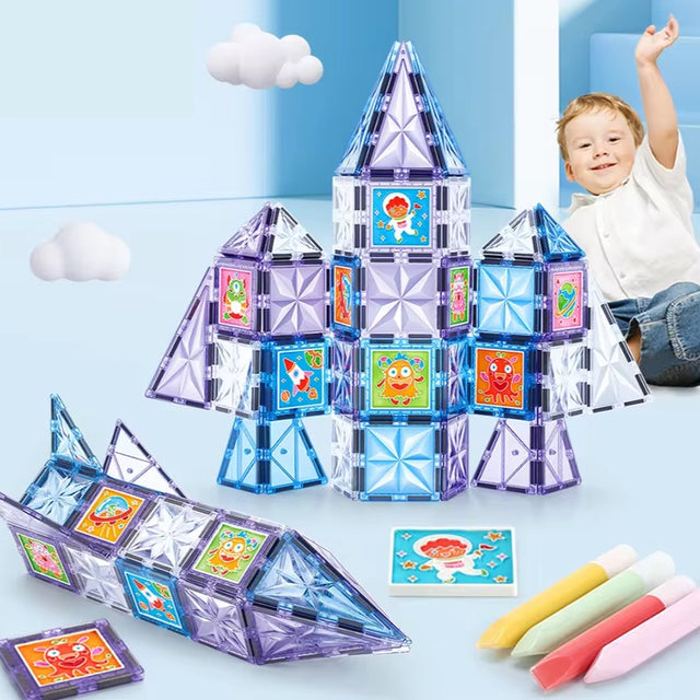 Magnetic Tiles MagnePaint – 58 piezas con pinturas y diseño espacial para crear y personalizar