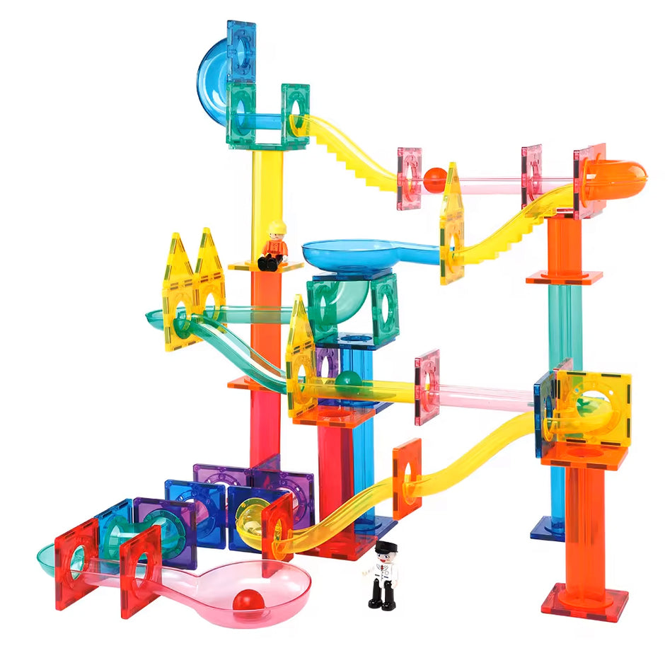 Magnetic Tiles Marble Run – 80 piezas para construir circuitos con toboganes