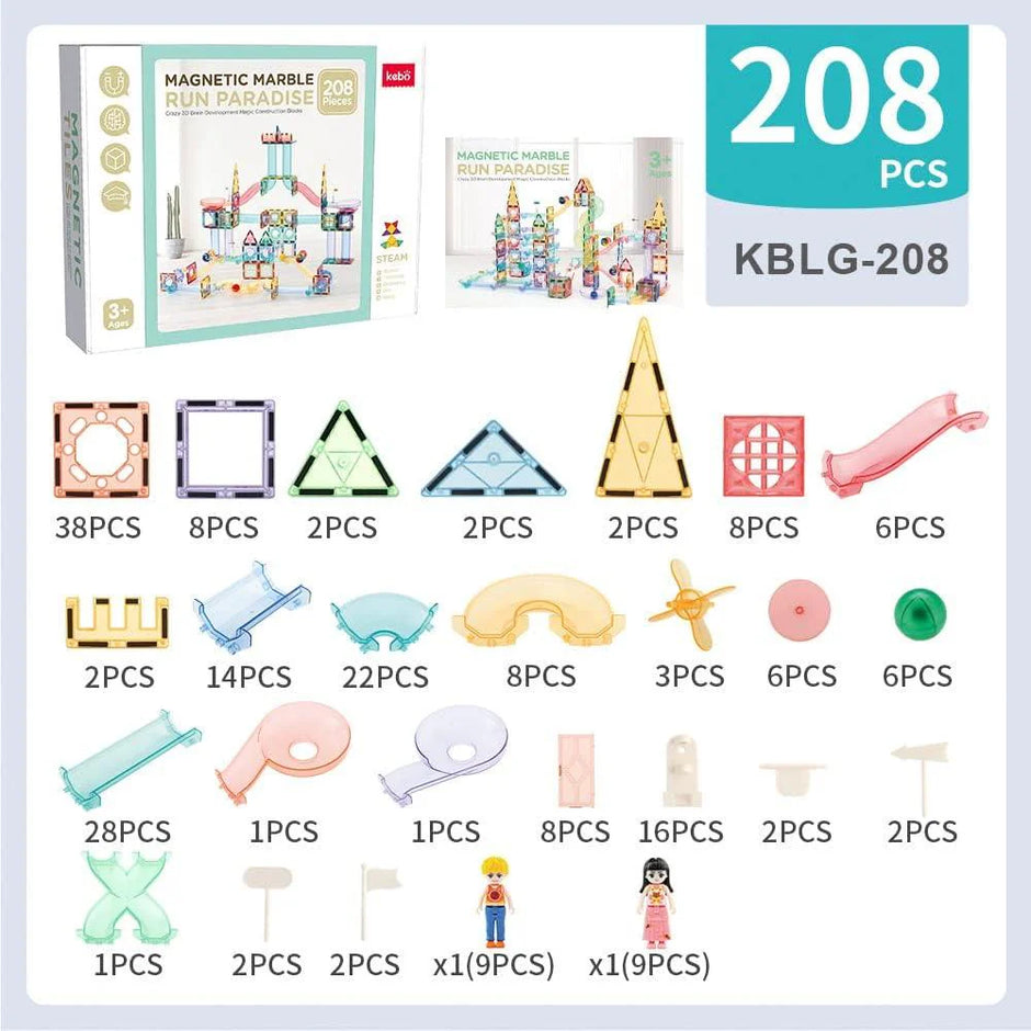 Magnetic Tiles Paradise Run – Construye toboganes, lanza pelotas y deja volar la imaginación (208 piezas)