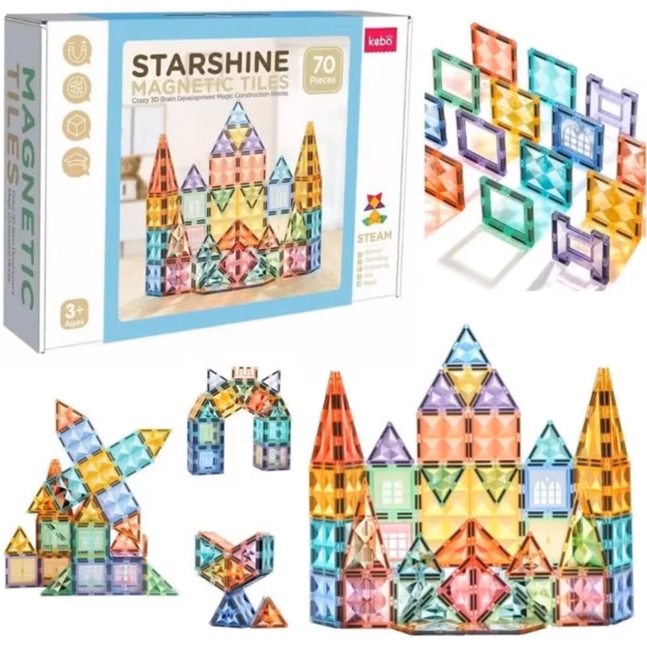 Magnetic Tiles Starshine – 70 piezas para construir y crear sin límites