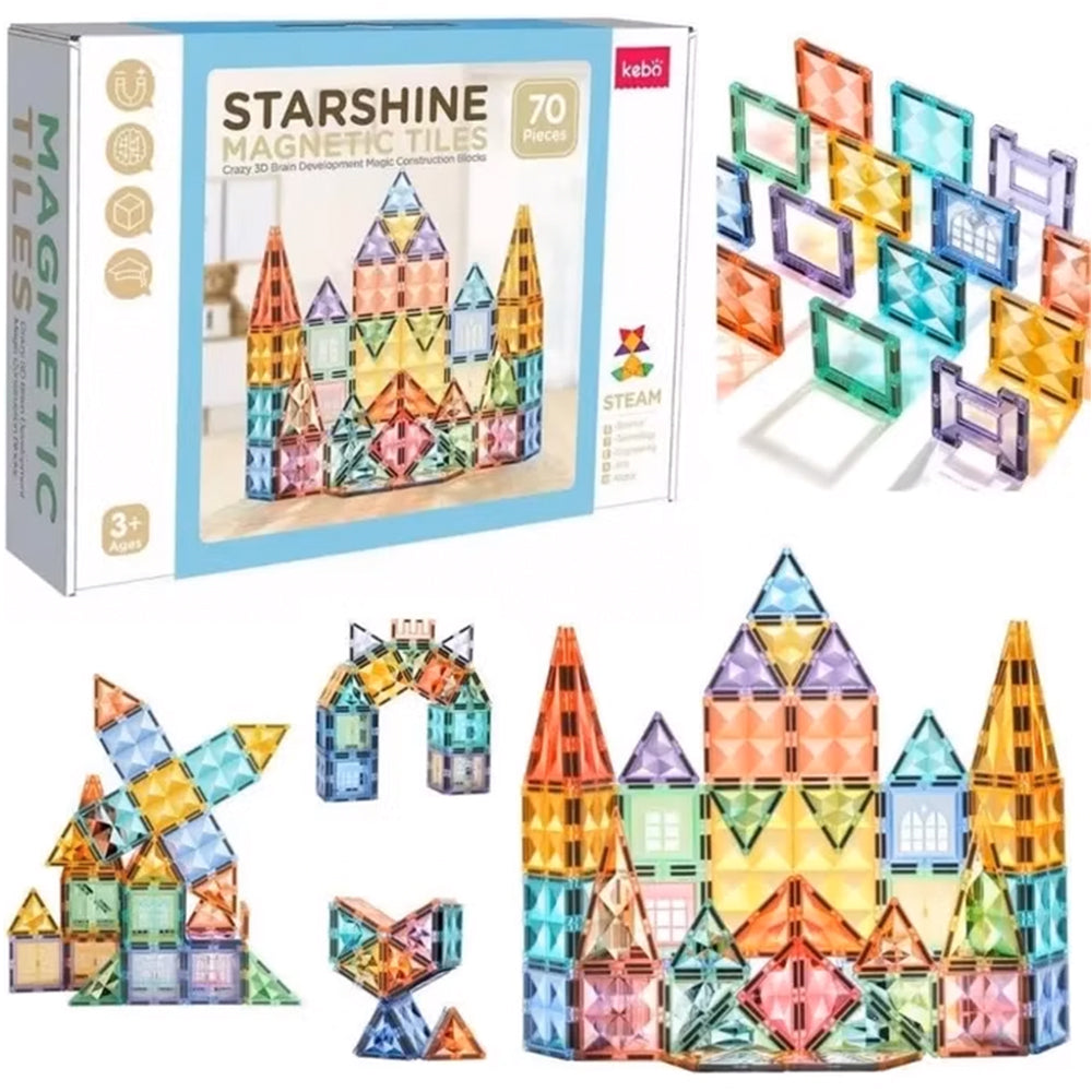 Magnetic Tiles Starshine – 70 piezas para construir y crear sin límites