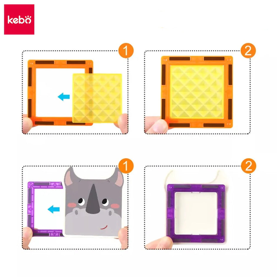 Magnetic Tiles Wonderful Zoo – 62 piezas para construir animales como cebra, conejo y tigre