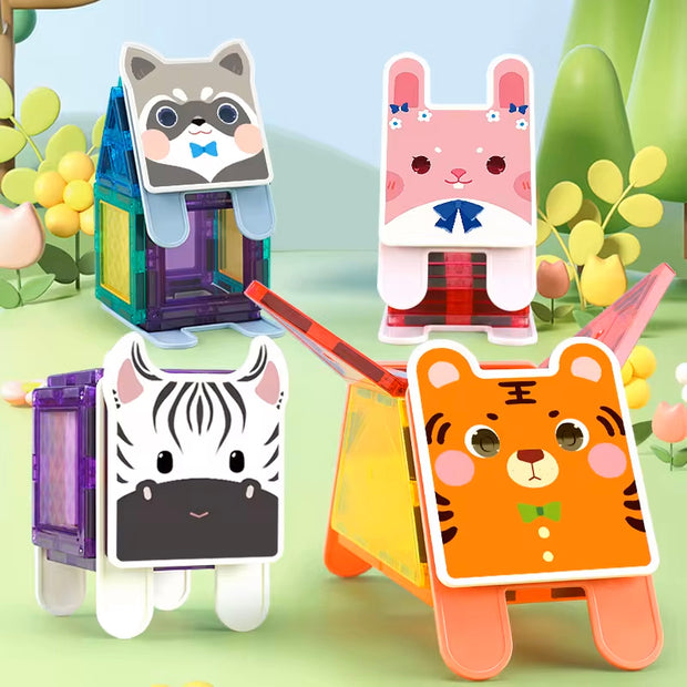 Magnetic Tiles Wonderful Zoo – 62 piezas para construir animales como cebra, conejo y tigre