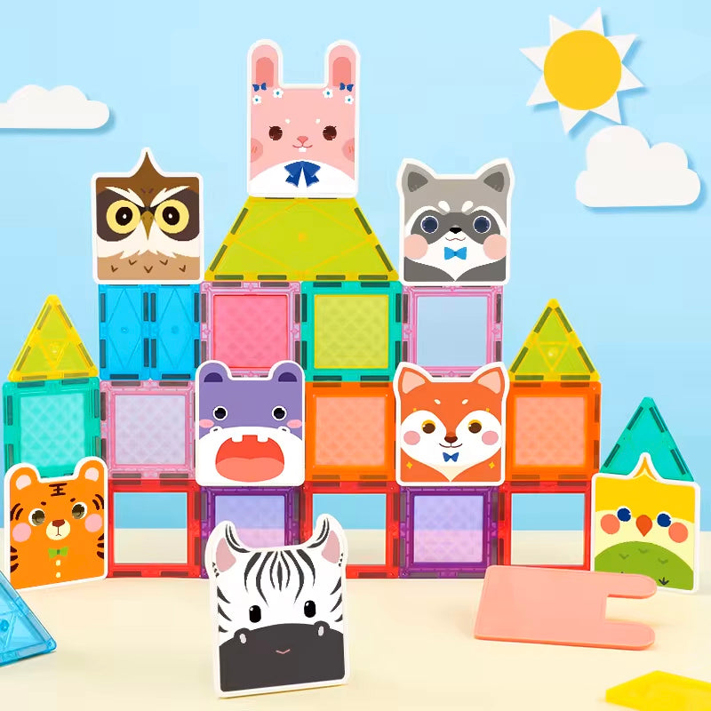 Magnetic Tiles Wonderful Zoo – 62 piezas para construir animales como cebra, conejo y tigre