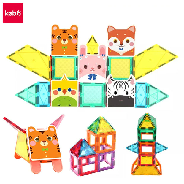Magnetic Tiles Wonderful Zoo – 62 piezas para construir animales como cebra, conejo y tigre