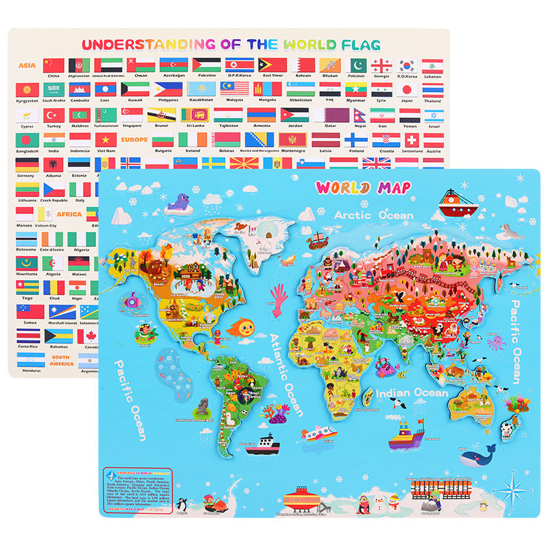 Mapa Mundi Puzzle de Madera – Puzzle educativo por regiones del mundo