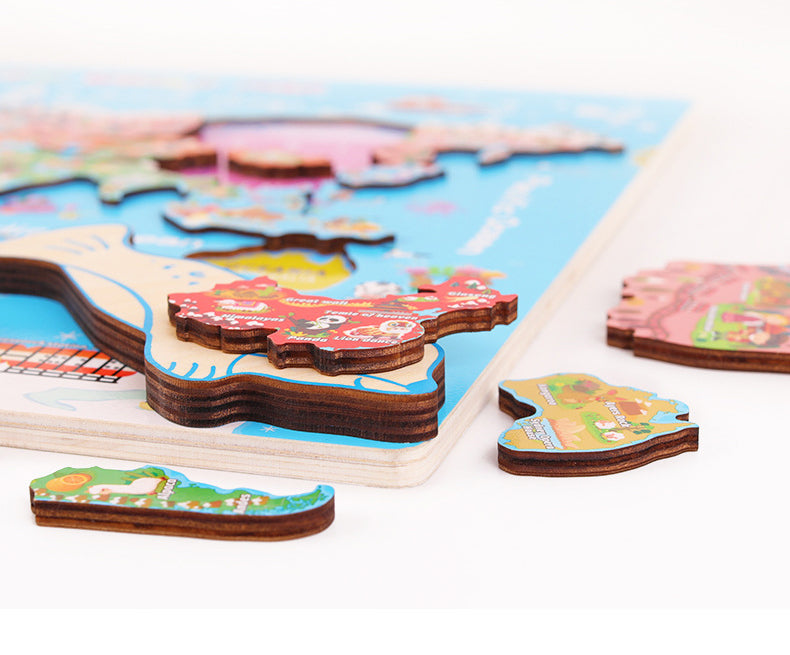 Mapa Mundi Puzzle de Madera – Puzzle educativo por regiones del mundo