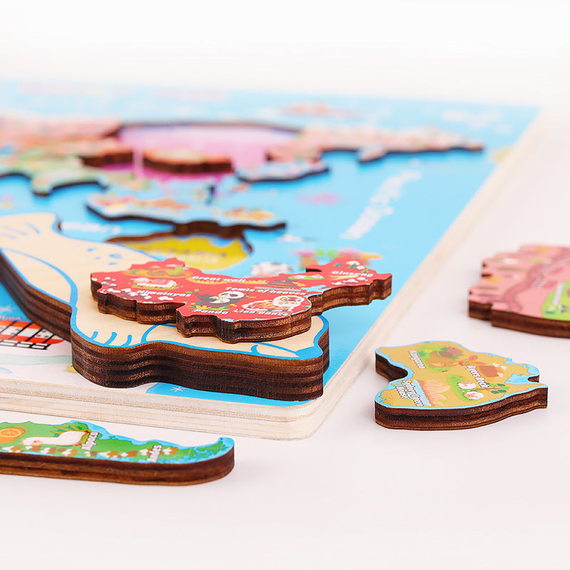 Mapa Mundi Puzzle de Madera – Puzzle educativo por regiones del mundo
