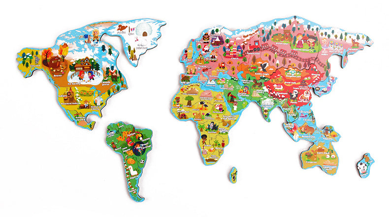 Mapa Mundi Puzzle de Madera – Puzzle educativo por regiones del mundo