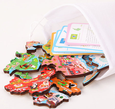 Mapa Mundi Puzzle de Madera – Puzzle educativo por regiones del mundo