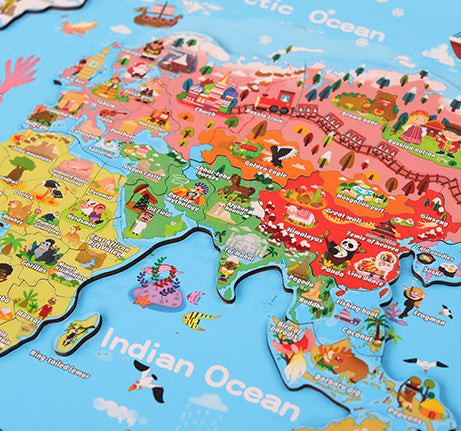 Mapa Mundi Puzzle de Madera – Puzzle educativo por regiones del mundo