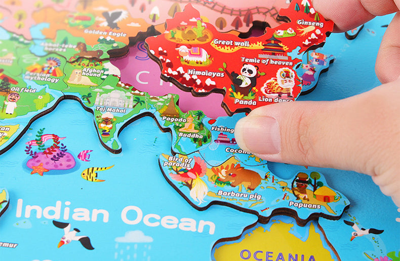Mapa Mundi Puzzle de Madera – Puzzle educativo por regiones del mundo