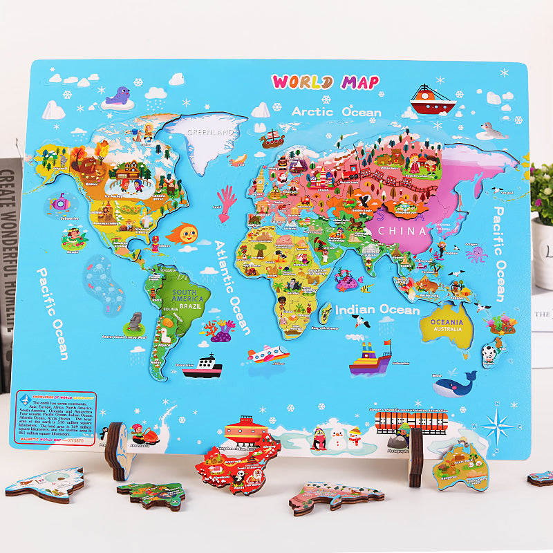 Mapa Mundi Puzzle de Madera – Puzzle educativo por regiones del mundo