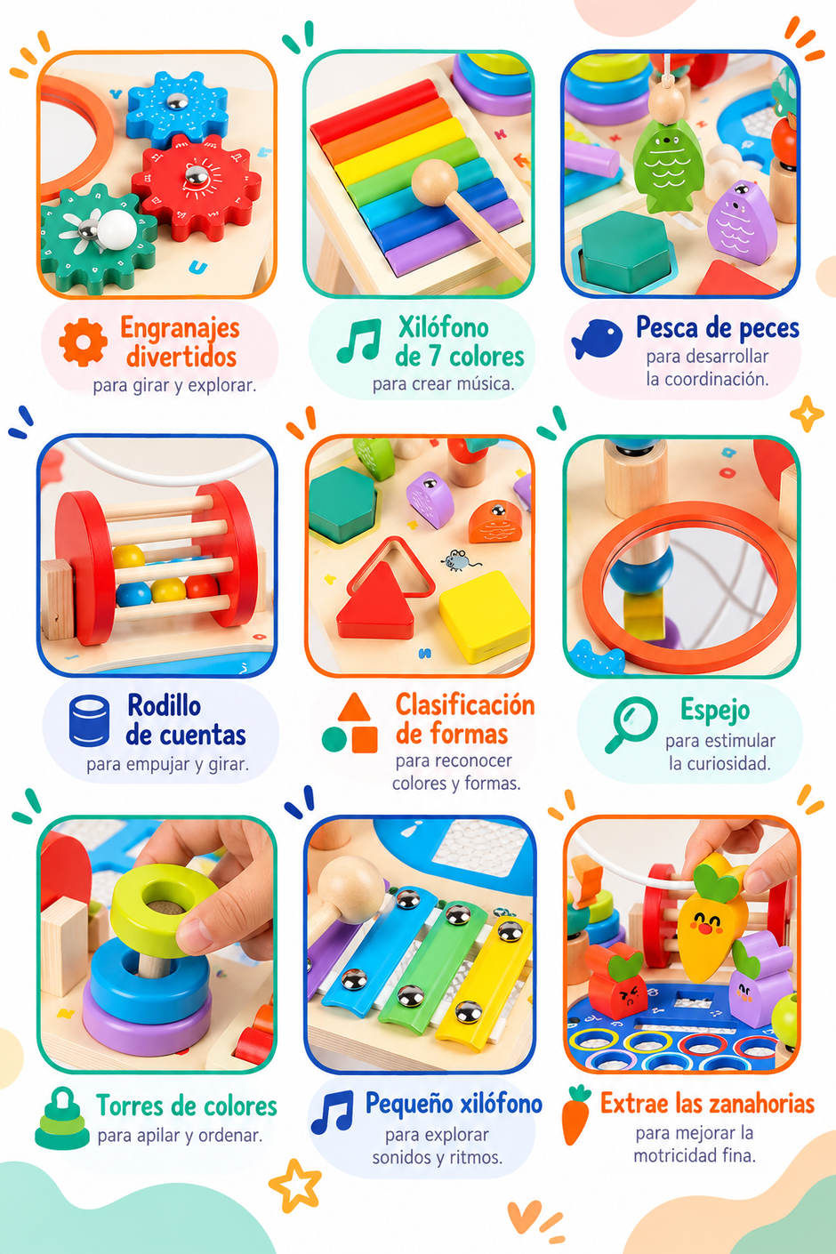 Mesa de Actividades de Madera Pequeños Exploradores