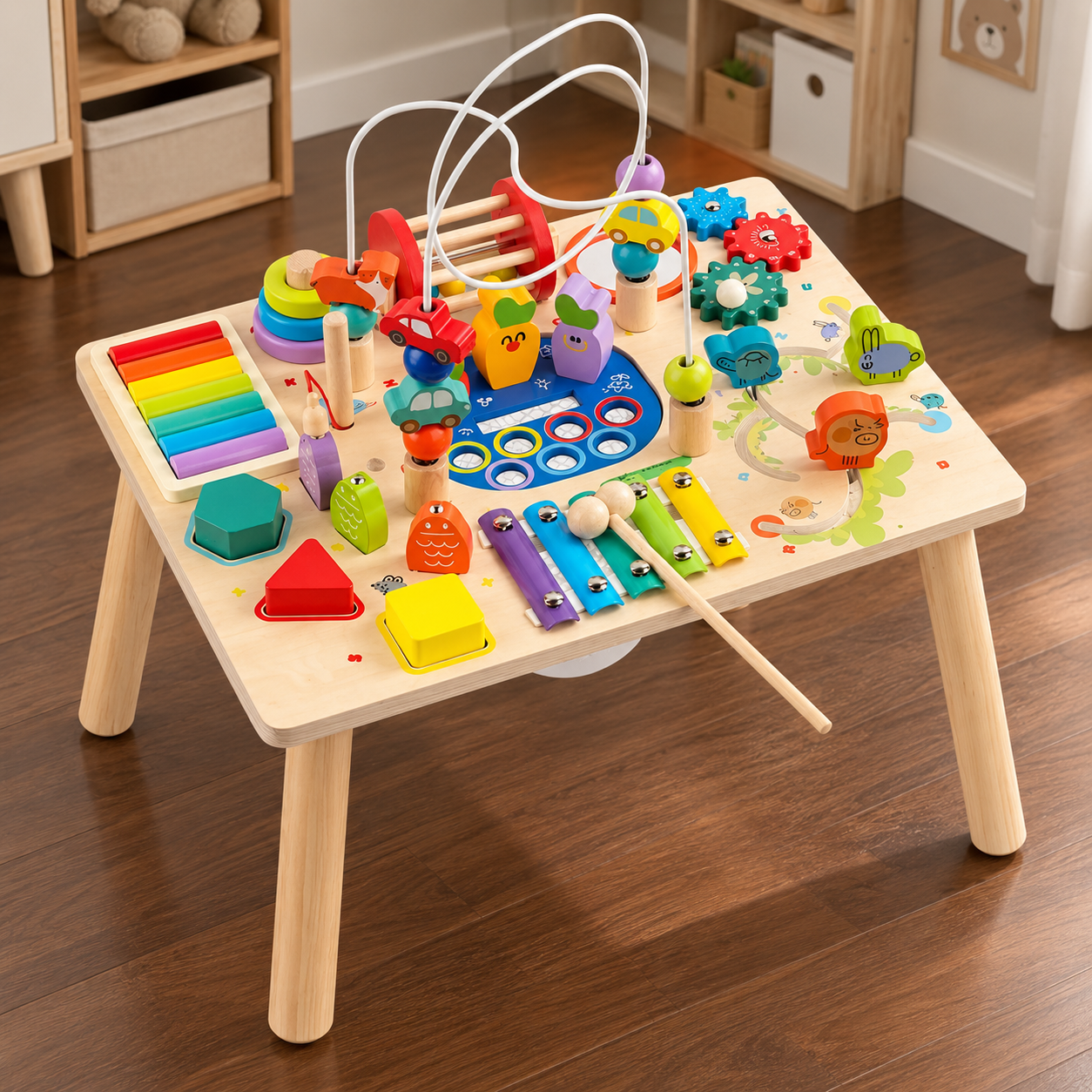 Mesa de Actividades de Madera Pequeños Exploradores