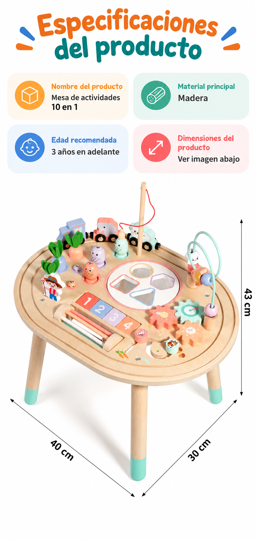 Mesa Montessori 10 en 1 – Pequeños Descubrimientos