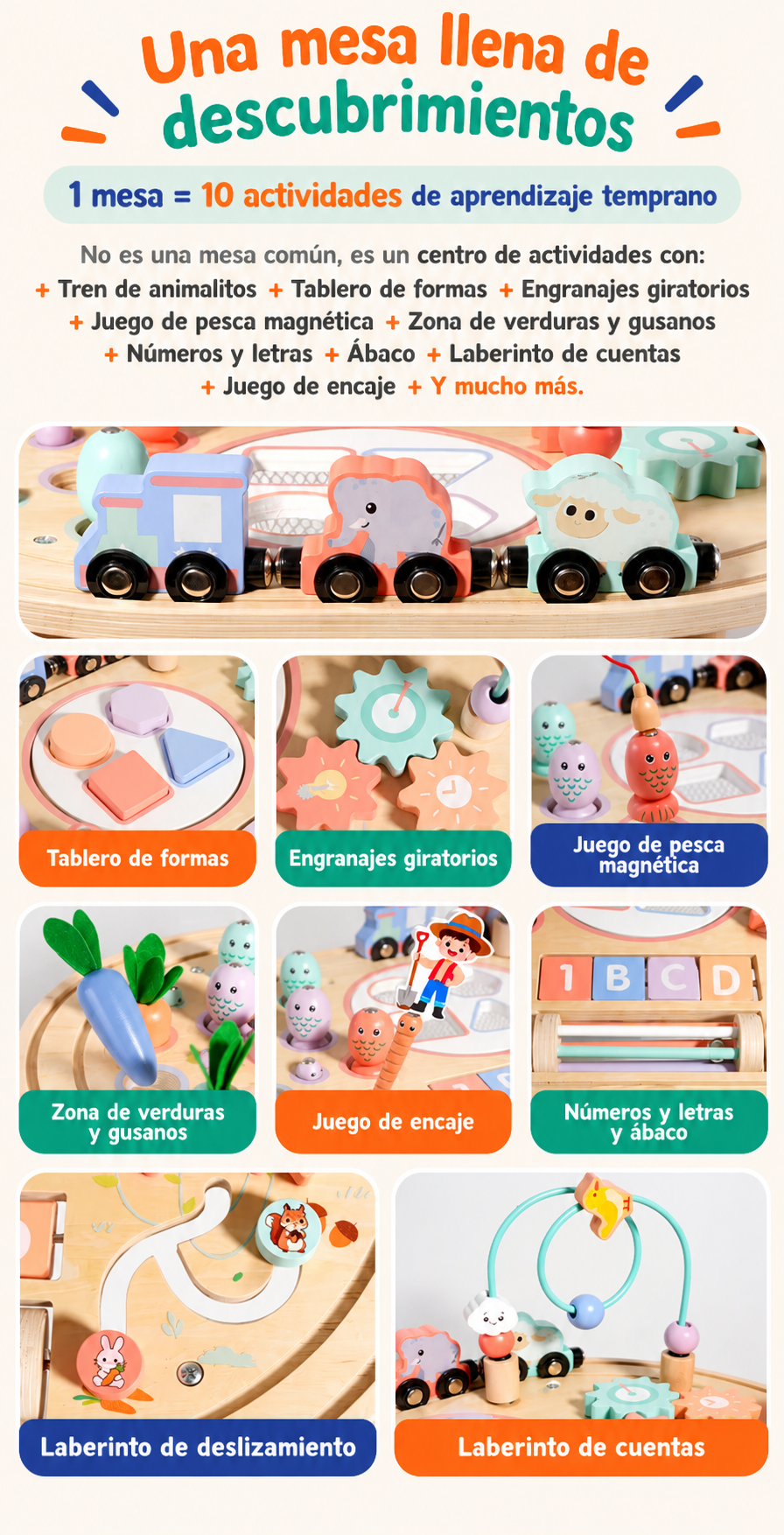 Mesa Montessori 10 en 1 – Pequeños Descubrimientos
