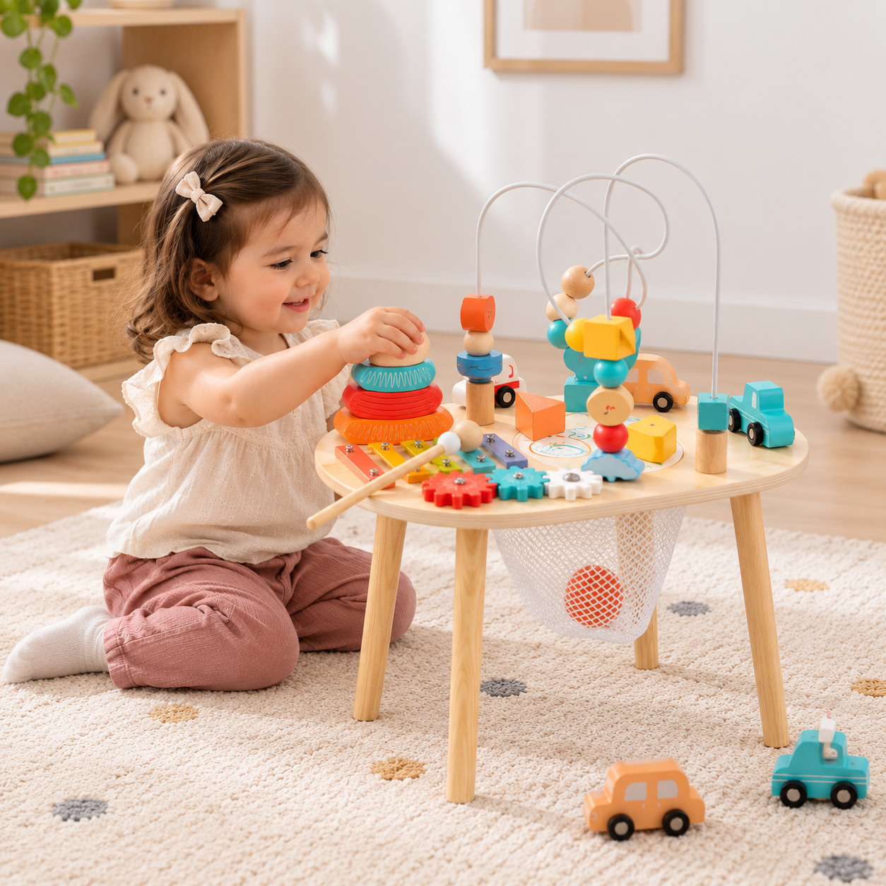 Mesa de Actividades Montessori de Madera – Pequeños Exploradores