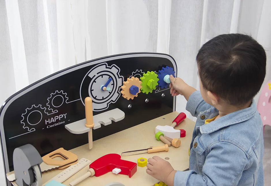 Mega Mesa de Herramientas de Madera – Taller de Construcción Grande y Realista para Niños