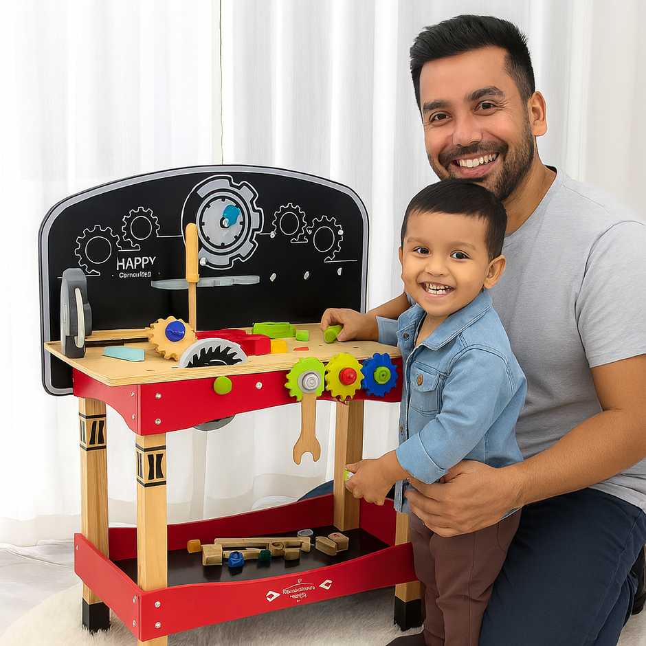 Mega Mesa de Herramientas de Madera – Taller de Construcción Grande y Realista para Niños