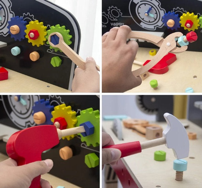 Mega Mesa de Herramientas de Madera – Taller de Construcción Grande y Realista para Niños