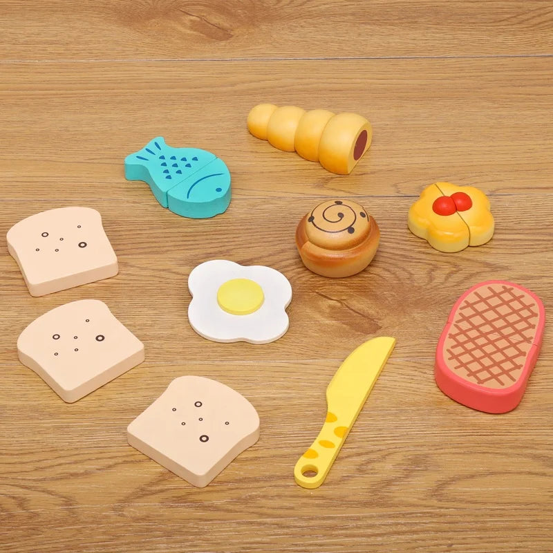 ¡Hora de calentar la diversión! Microondas de madera con alimentos – Juego de cocina Montessori