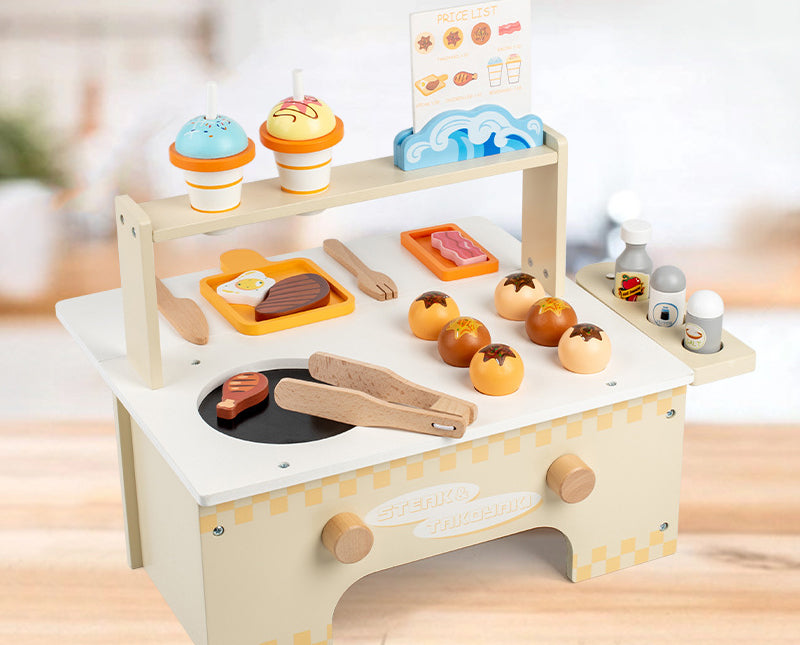 Mini Parrilla con Panecillos – Juego de Cocina de Madera