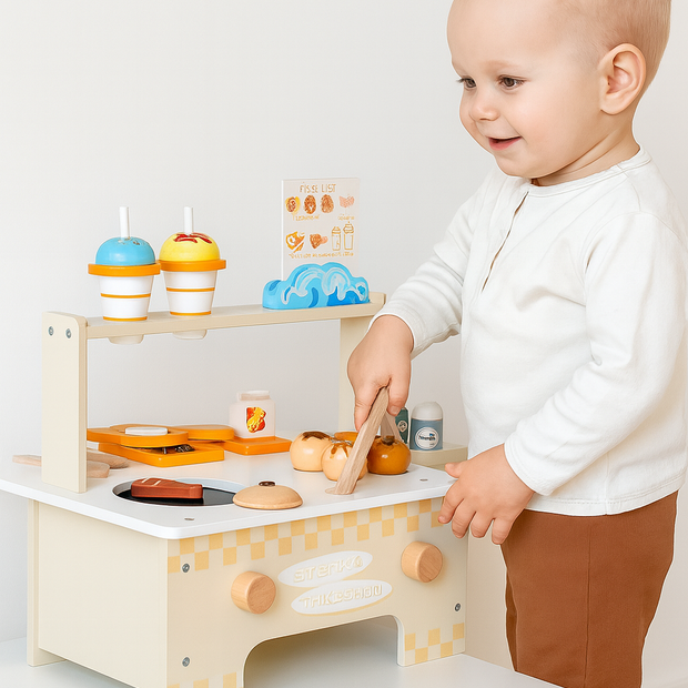 Mini Parrilla con Panecillos – Juego de Cocina de Madera